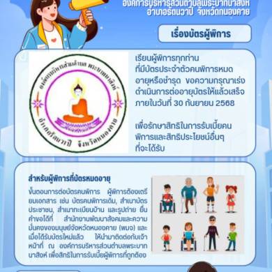 ประกาศองค์การบริหารส่วนตำบลพระบาทนาสิงห์เรื่อง บัตรผู้พิการหมดอายุ